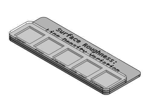 CAD model of the sample display with five labeled pockets