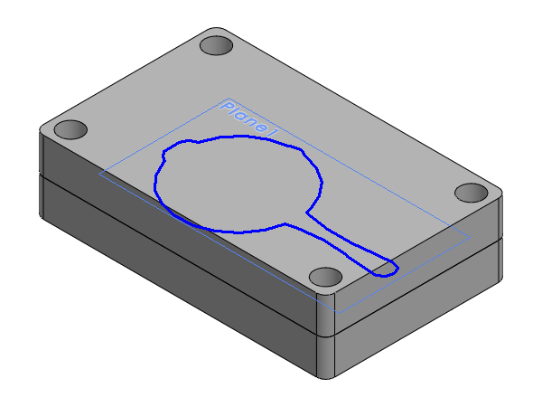Skillet outline set inside a rectangular mold block