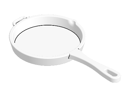 Skillet body split at the parting line